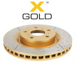 Тормозной диск DBA - street series X-GOLD с поперечной перфорацией и насечками (DBA 624X) для Nissan Navara. Terrano. Pathfinder