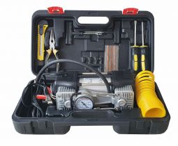 Воздушный компрессор Escape 12 V, 60 л/мин портативный с комплектом для ремонта шин и инструментами