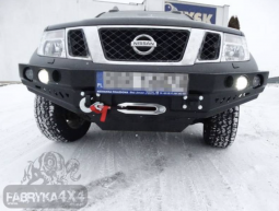 Передний бампер с монтажной плитой под лебедку без кенгурятника для Nissan Navara D40 (2010-2014)