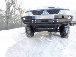 Передний бампер для Mitsubishi Pajero Sport II (2004-2008) с монтажной плитой под лебедку без кенгурятника